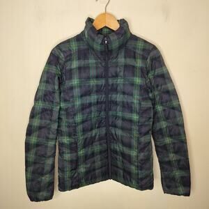 Uniqlo Plaid Down Puffer Jacket Packable Zip Up